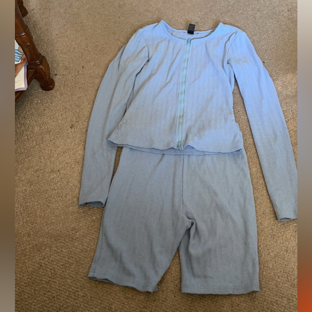 Zip up top and biker shorts set